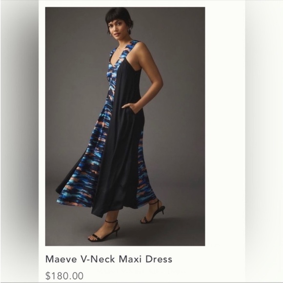 ANTHROPOLOGIE Maeve V Neck Maxi Dress Size 10 - Picture 8 of 9